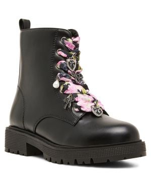 Steve Madden Kids' Jrolly Faux Leather Combat Boot - Black