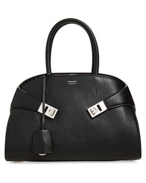 Ferragamo Small Hug Leather Top Handle Bag - Black