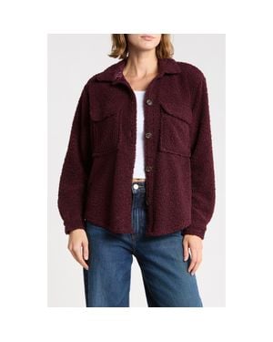 Beach Lunch Lounge Tory Boxy Crop Faux Shearling Shirt Jacket - Red