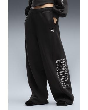 PUMA Street Glam Slouchy Stud Pants - Black