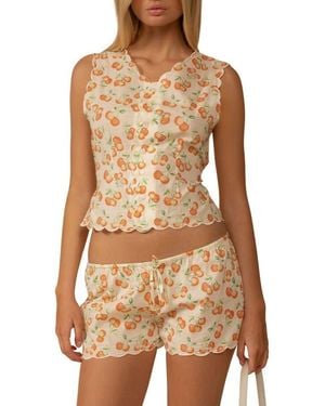 Montce Scalloped Crop Cotton Cover-Up Vest - Brown