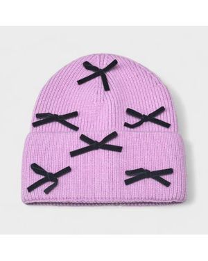 A Little Obsessed Multi Bow Knit Beanie - Pink