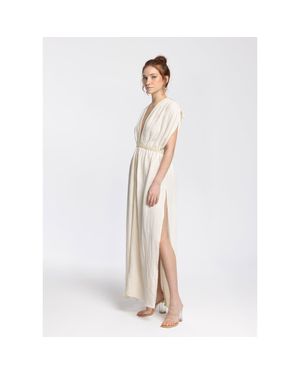 Monlicia Helen 100% Cotton Muslin Gauze Maxi Dress - Natural