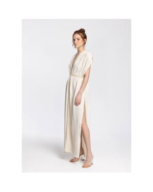 Monlicia Helen 100% Cotton Muslin Gauze Maxi Dress - Natural