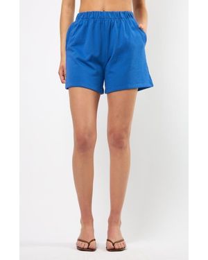 Viens Avec Moi The Lakeside Set Cotton Graphic Sweat Shorts - Blue