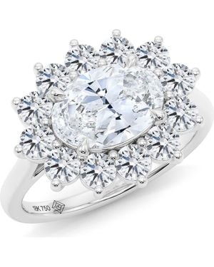 HauteCarat Princess Cut Lab Grown Diamond Engagement Ring - Metallic