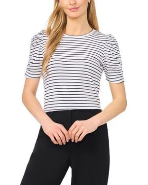 Halogen® Puff Sleeve Stripe Tee - Gray