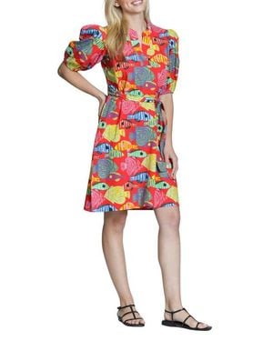 Apny Puff Sleeve Minidress - Red