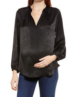 Maternal America Mandarin Collar Maternity Blouse - Black