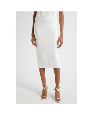 St. John Rib Knit Midi Skirt - White