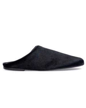 Black Suede Studio Arie Ponyhair Slipper - Black