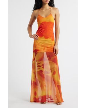 Feners Balita Mesh Maxi Dress - Orange