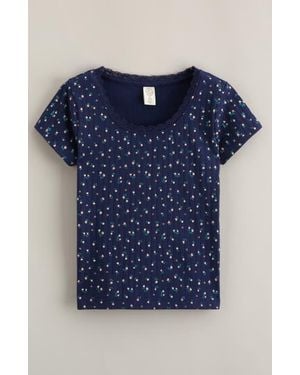 Treasure & Bond Kids' Lace Trim Pointelle Top - Blue