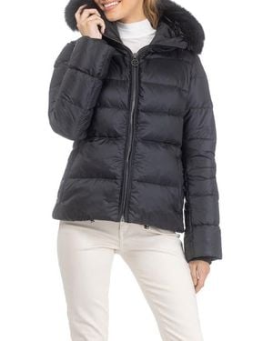 Gorski Apres-Ski Horizontal Short Parka With Detachable Toscana Lamb Hood Trim - Black