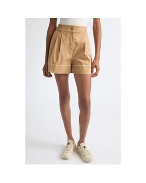 Moncler Piped Cotton & Nylon Shorts - Natural