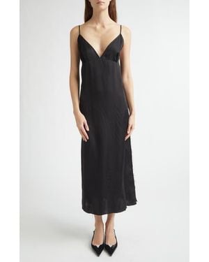 Nackiyé Lily Raw Edge Satin Slipdress - Black