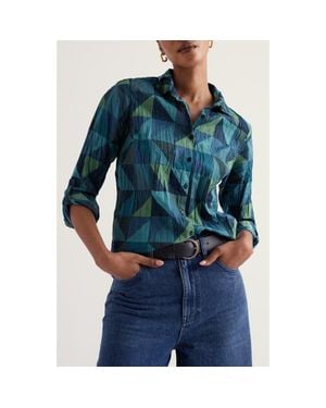 Seasalt Cornwall Larissa Crinkled Organic Cotton Shirt - Blue