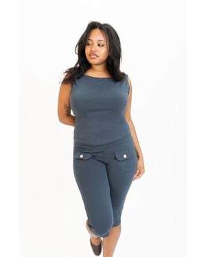 Oddli Button Capris - Blue