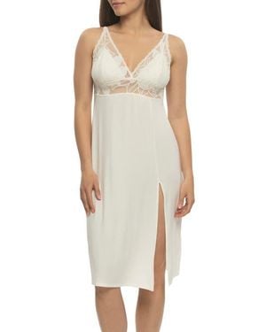 Felina Annalisa Lace Trim Chemise - Multicolor