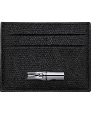Longchamp Le Roseau Leather Card Holder - Black