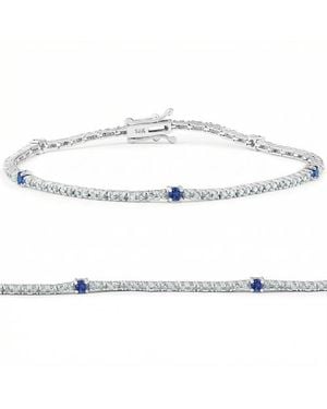 Bliss Diamond 1 1/10 Ct Diamond & Sapphire Tennis Bracelet 14K 7 Lab Grown - White
