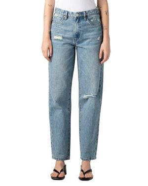 Blank NYC The Stanton Ripped Mid Rise Tapered Jeans - Blue