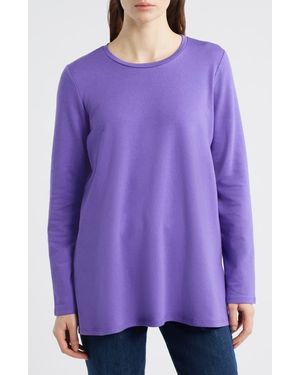 Eileen Fisher Crewneck Terry Tunic - Purple