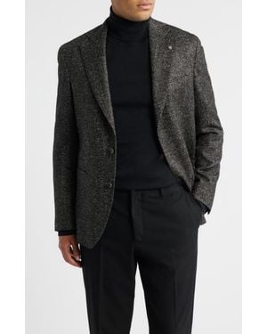 Jack Victor Myles Unconstructed Wool & Alpaca Blend Herringbone Sport Coat - Black