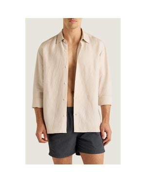 AUTO-REPLY™ Andrew Solid Linen Blend Button-Up Shirt - Natural