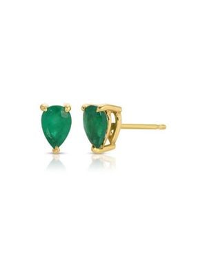 EF Collection Emerald Pear Stud Earrings - Green