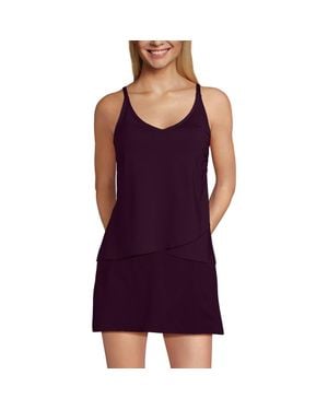 Lands' End D-Cup Chlorine Resistant V-Neck Tulip Hem Tankini Swimsuit Top With Adjustable Straps - Purple