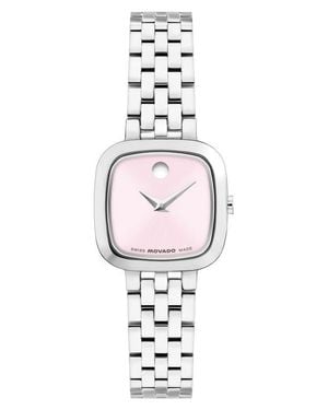Movado Museum Classic Cushion Case Bracelet Watch, 20Mm X 22Mm - White