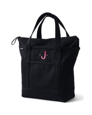 Lands' End Zip Top Canvas Tote Bag - Black