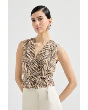 Brunello Cucinelli Dazzling Chevron Embroidery Vest - White