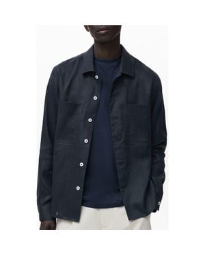 Mango Lightweight Linen Overshirt - Blue