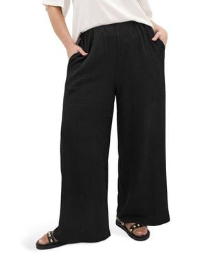 City Chic Brianna Smocked Wide Leg Pants - Black
