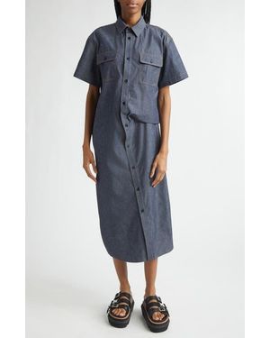 Sacai Draped Denim Shirtdress - Blue