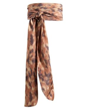 Ganni Printed Scarf - Brown