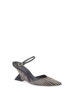 KOKO + PALENKI Paxt Genuine Calf Hair Ankle Strap Pump - White