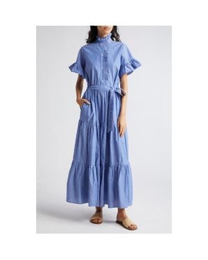 MILLE Victoria Ruffle Front Dress - Blue