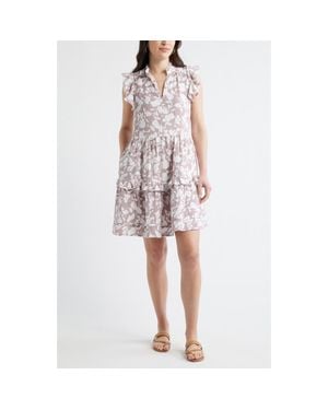 Caslon Floral Ruffle Gauze Dress - Pink