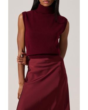 Astr Avah Turtleneck Wool Blend Sweater Vest - Red