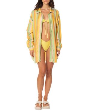 Maaji Rhythmic Lines Dreambound Cover-Up Shirt - Yellow
