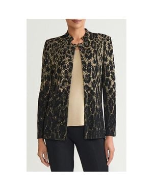 Ming Wang Metallic Leopard Jacquard Jacket - Black