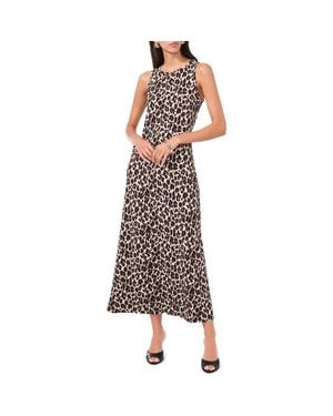 Vince Camuto Leopard Print Sleeveless Maxi Dress - Brown