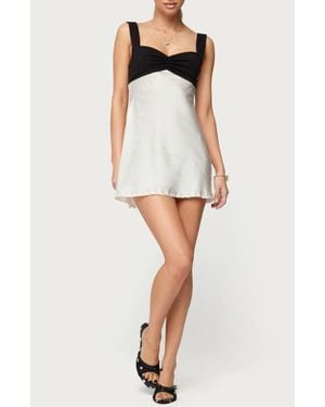 Edikted Contrast Sleeveless Satin Minidress - White