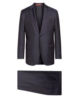 Isaia Sanita Aquaspider Super 160S Wool Suit - Blue