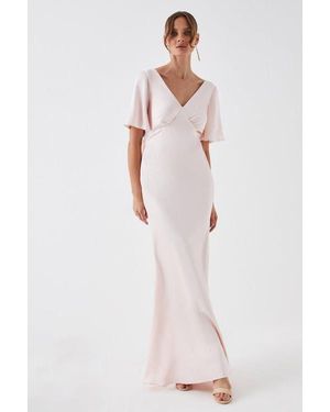 Coast Tie Back Satin Bridesmaid Dress - Pink