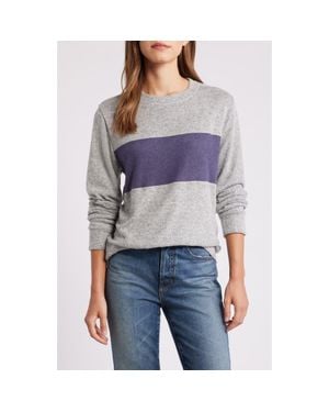 Loveappella Colorblock Long Sleeve Brushed Jersey Top - Blue