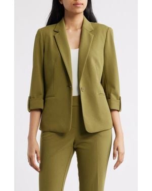 Anne Klein Roll-Tab Sleeve Jacket - Green